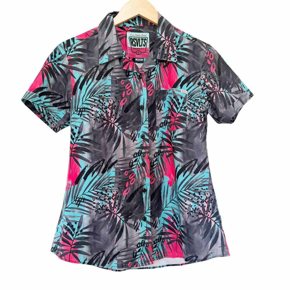 RSVLTS Miami Vice Kunuflex Tropical Short Sleeve Button Down Shirt Sz M